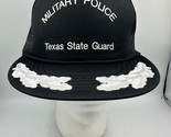 Vtg Texas State Guard Hat Military Police Cap Scrambled Eggs Rope Black ... - $10.69