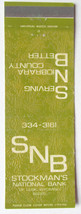 Stockman&#39;s National Bank of Lusk, Wyoming - 20 Strike Matchbook Cover Matchcover - £1.37 GBP