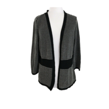 Kim Rogers Womens Cardigan Sweater Size Medium Black White Stripe Open F... - £9.32 GBP