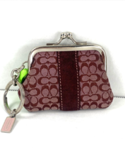 Coach Mini Signature Kiss-lock Coin Purse FOB Key Chain Purple  W10 - $69.29