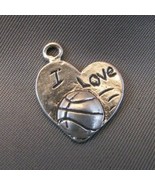 VINTAGE STERLING SILVER 3D I LOVE BASKETBALL HEART PENDANT CHARM USA - $12.00