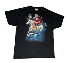 Dec 25th SANTA CAT Graphic Tee Shirt BELIEVE Unicorn Christmas Holiday M... - $18.80