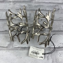 Pier 1 Metal Napkin Rings Silver Set Of 2 Antler Twig Coral Rustic New With Tags - £8.85 GBP