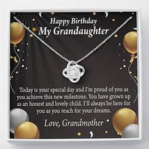 Birthday Card for Granddaughter Love Knot Necklace Stainless Steel w CZ Stone w  - £50.51 GBP
