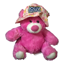 Hersheys Jolly Rancher Pink Teddy Bear Plush Soft Stuffed Animal Flower Hat 9&quot; - £7.88 GBP