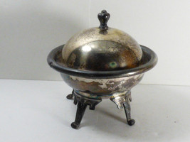 ANTIQUE MERIDEN B. CO BUTTER DISH BOWL WITH LID SILVER PLATE - $27.72