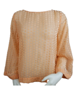 Soft Surroundings Top Set Sz M Peach Polka Dot Flocked Flare Sleeve Jers... - $20.14