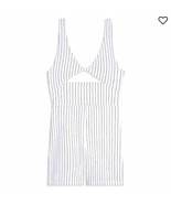 WeWoreWhat White Black Pinstripe Twist Cutout Shorts Bodysuit NWT - £55.16 GBP