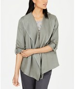 Size M Style &amp; Co. Womens Jacket Utility Draped Open Front Sage NWT - £9.80 GBP