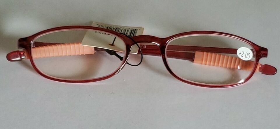 Primary image for Plastic Framed Reading Eye Glasses ~ Light Red Frames ~ +2.00 Strength ~ K21