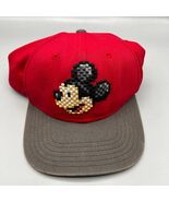 Mickey Mouse Hat Disney Parks Snap back Cap Red Youth Cross Stitch - $345.09 MXN
