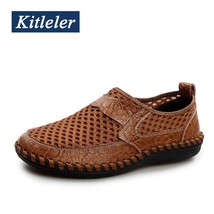 Leather Casual Shoes Men Breathable Mesh Men Loafers Moccasins Big Size Slip-on  - £37.35 GBP