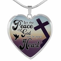 Let The Peace of God Rule in Your Heart Colossians 3:15 Engraved 18k Gold Heart  - £55.35 GBP