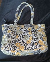 Vera Bradley Retired Yellow Bird Tote Bag Quilted Fabric With GO Wild Fl... - $14.85