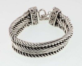 LDS Sterling Silver Three-Row Cable Toggle Bracelet Nice Detail! - $237.60