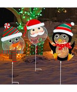Christmas Yard Stakes, 29&quot;H Set of 3 Snowman Santa Penguin Stakes Decor - $26.72