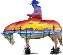 Horseback Rider Desert Sunset Silhouette Sticker Decal Auto Camper Tailg... - $6.95+