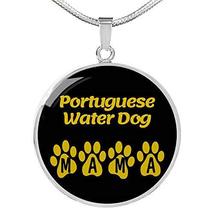 Portuguese Water Dog Mama Circle Necklace Stainless Steel or 18k Gold 18-22&quot; Dog - £35.48 GBP