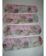 CUSTOM CEILING FAN W/ PINK ROSES PERFUME TIARA JEWELS TEDDY BEAR BALLERINA - $2,186.05 MXN