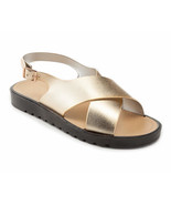 new Women&#39;s Gold Criss Cross Sandals sz 7/8 flip flops wedge shoes - £11.68 GBP