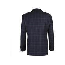 Men's Soft Wool Sport Coat English Plaid Window Pane 556-7 Plum Blue Renoir image 7