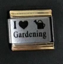 I Heart Love Gardening Gold Trim Italian Charm Link 9MM K2022BG4 - £11.32 GBP