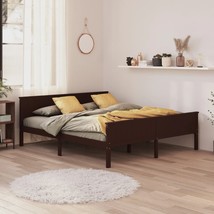 Bed Frame Dark Brown Solid Wood Pine 200x200 cm - £110.77 GBP