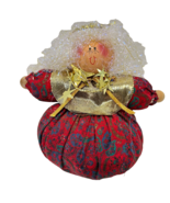 Vintage Handmade Christmas Plush Weighted Angel Decoration 5&quot; Tall - £14.06 GBP