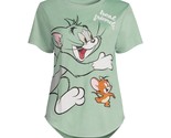 Tom and Jerry Women&#39;s Graphic Tee with Short Sleeves, Olive Size M(7-9) - $16.82