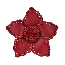 Timeless Jasmine Red Petals Genuine Leather 2in1 HairPin/Brooch - £12.65 GBP