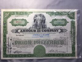 1938 Armour and Company Prior Preferred Share Certificate Chicago IL Mea... - $34.63