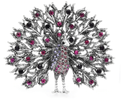 Peacock brooch gold silver plated broach colourful stones celebrity queen pin i1 - £18.07 GBP