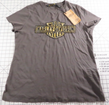 Women&#39;s Harley Davidson Flocked Vintage Logo Tee T-Shirt Medium M NWT Gray - $19.75