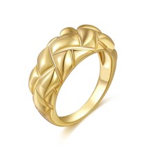 Girls Stacking Band Jewelry Women Metal Thick Dome Ring 18k Gold Plated Chunky G - £8.76 GBP