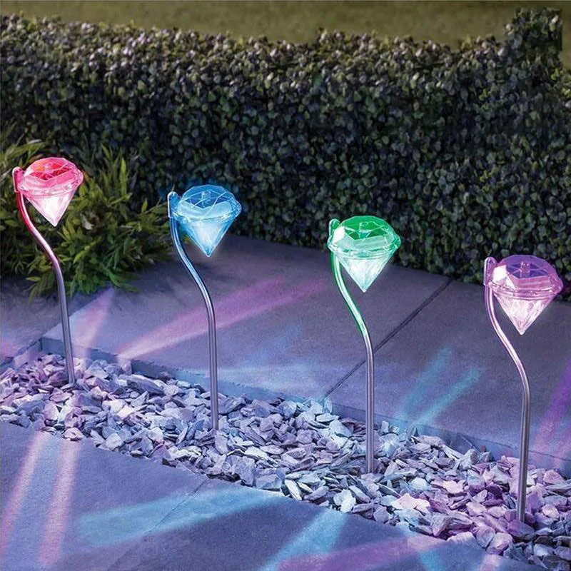 4PCS LED Solar Garden Lights Outdoor Waterproof Lawn Lamp Colorful s Courtyard D - £64.08 GBP