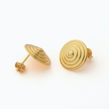 Unique Geometry Spiral Snail Shell Stud 18k Yellow Gold Plated Women Earrings - £52.51 GBP