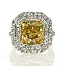 Fine 7.94ct Natural Fancy Deep Yellow &amp; White Diamonds Engagement Ring 18K - $53,379.36