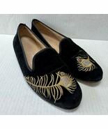 STUBBS &amp; WOOTTON Womens Black Velvet Feather Slip-On Loafers SIZE 7 8 - $1,864.97 MXN