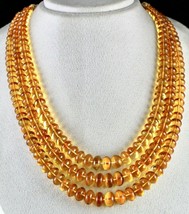 Natural Yellow Citrine Beads Round 3 L 935 Carats Top Gemstone Rare Necklace - £1,290.95 GBP