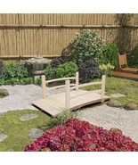 Outdoor 4-ft Wooden Garden Bridge with Rails in Natural Wood Finish - $196.01