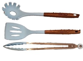 Pioneer Woman ~ 3-Piece Kitchen Set ~ Blue ~ Spatula ~ Spaghetti Server ~ Tongs - £15.03 GBP