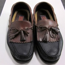 SPERRY TOP-SIDER MENS SIZE 9.5M 2-TONE LEATHER LOAFERS TASSELS KILTIE 06... - $25.06