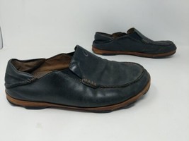 Olukai Men&#39;s Moloa Black Nubuck Leather Slip On Casual Loafers Shoes Siz... - $24.74