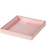 NEW R16 Home Pink Square Decorative Tray Gold Trim Centerpiece 8.7x1.2x8.7&quot; - £21.89 GBP