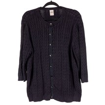 High Sierra Cardigan Sweater 3X Womens Black Buttons Cable Knit Grandmacore - £18.88 GBP