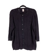 High Sierra Cardigan Sweater 3X Womens Black Buttons Cable Knit Grandmacore - £18.92 GBP