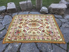 Boho floral bedspread, vintage Italian velvet bed cover, elegant plush b... - $140.00