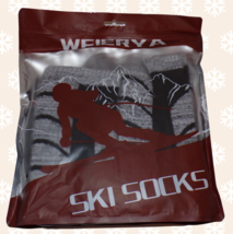 WEIERYA Ski Socks 2 Pairs Black/Gray Medium for Skiing, Snowboarding, Ou... - £14.99 GBP