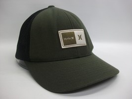 Hurley Patch Hat L/XL Green Black Stretch Fit Full Back Trucker Cap - £15.79 GBP