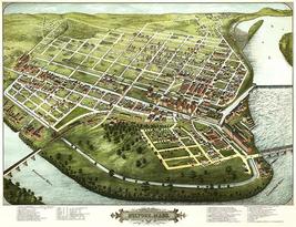 Holyoke, Massachusetts - 1877 - Aerial Bird&#39;s Eye View Map Poster - £8.11 GBP+